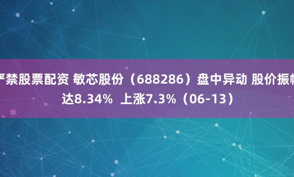 严禁股票配资 敏芯股份（688286）盘中异动 股价振幅达8.34%  上涨7.3%（06-13）